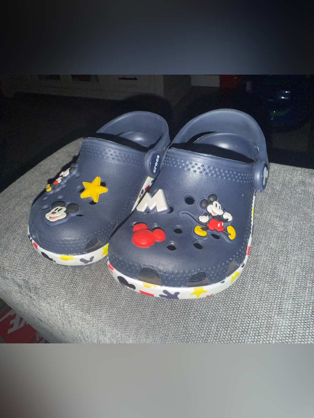 Crocs Disney Mickey Mouse Clogs Toddler C7 Navy Red Jibbitz Shoes